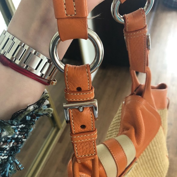 100% AUTH PRADA Leather/straw Daino Shoulder Bag - Picture 7 of 8